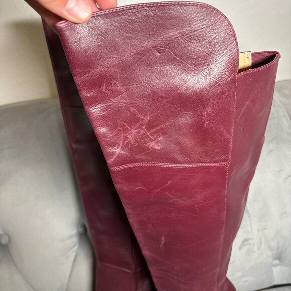 Lane Bryant Burgundy Leather  collection luciana Tall Platform Boots – 8W - Picture 3 of 15